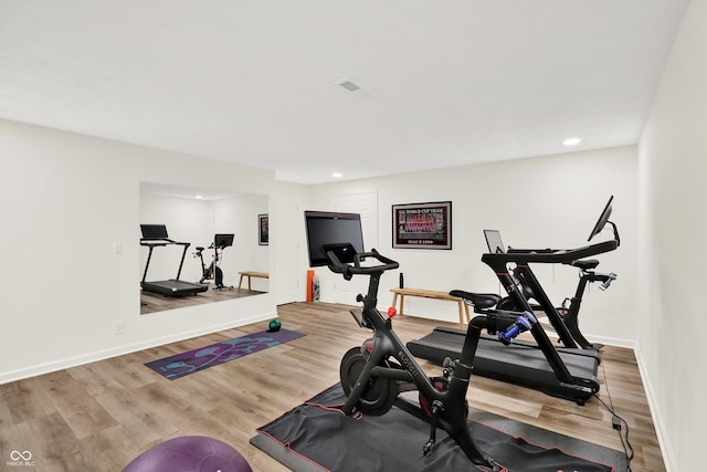 11137 Peppermill Ln, Fishers, IN 46037 - exercise room featuring recessed lighting and wood finished floors