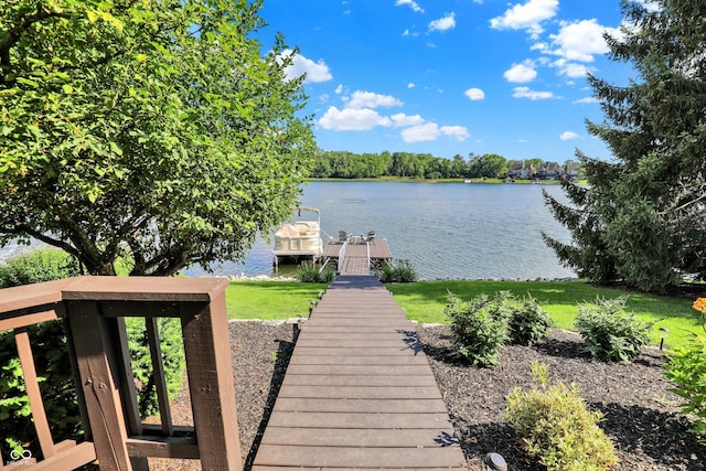 11137 Peppermill Ln, Fishers, IN 46037 - dock area with a water view and a lawn