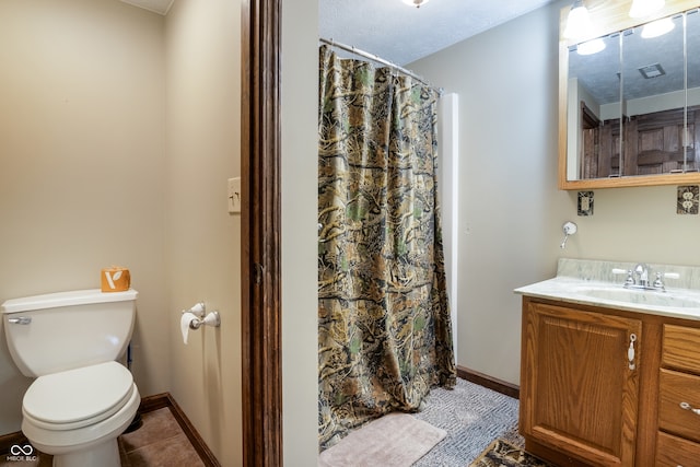 20136 Stone Church Rd, Laurel, IN 47024 - full bath featuring vanity, a shower with shower curtain, and tile patterned floors