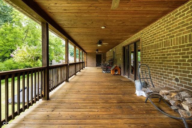 20136 Stone Church Rd, Laurel, IN 47024 - deck featuring ceiling fan
