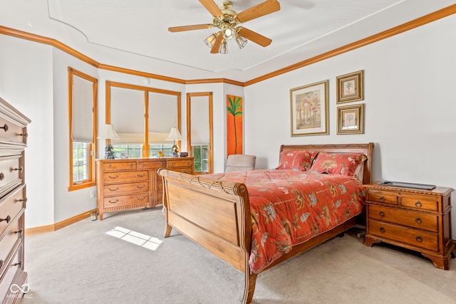 2320 Whispering Way, Indianapolis, IN 46239 - bedroom with carpet floors, crown molding, and ceiling fan