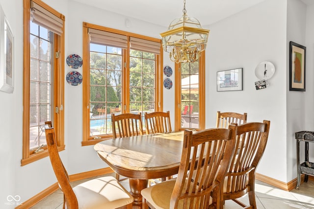2320 Whispering Way, Indianapolis, IN 46239 - dining area featuring a chandelier and light tile patterned flooring