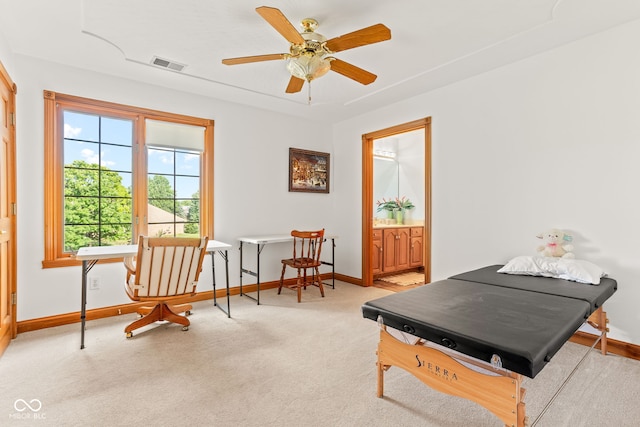 2320 Whispering Way, Indianapolis, IN 46239 - sitting room featuring light carpet and a ceiling fan