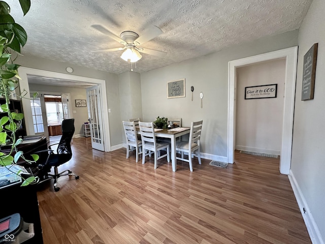 329 S Lockburn St, Indianapolis, IN 46241 - dining room with light wood finished floors, a textured ceiling, ceiling fan, and an office area