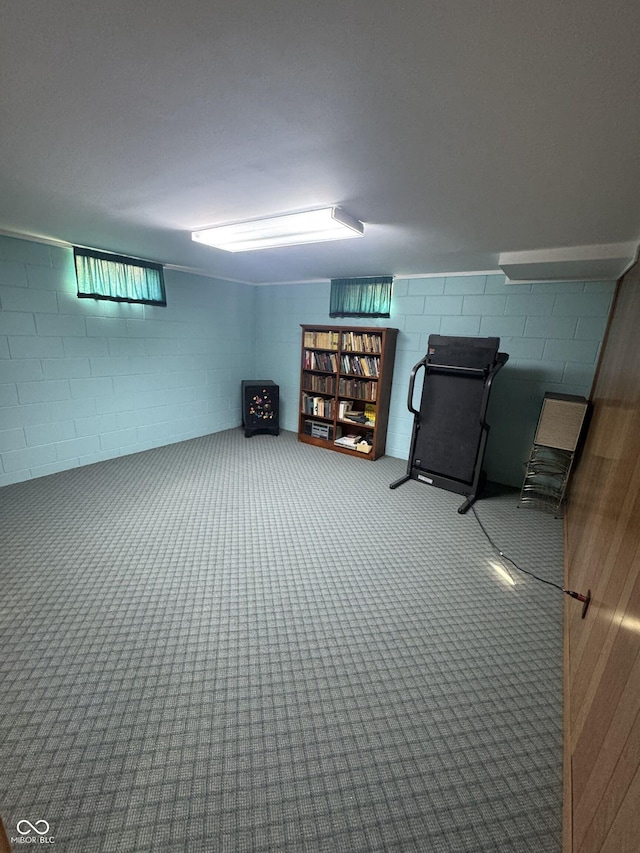 4032 Roselawn Ave, Columbus, IN 47203 - below grade area featuring concrete block wall and carpet floors