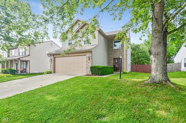 5541 Lippan Way, Indianapolis, IN 46221 - traditional-style house with brick siding, an attached garage, and concrete driveway