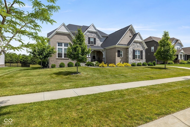 2566 Maple Creek Dr, Westfield, IN 46074 - view of front of home featuring stone siding, a front yard, and brick siding