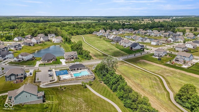 2566 Maple Creek Dr, Westfield, IN 46074 - aerial perspective of suburban area featuring a nearby body of water and a pool