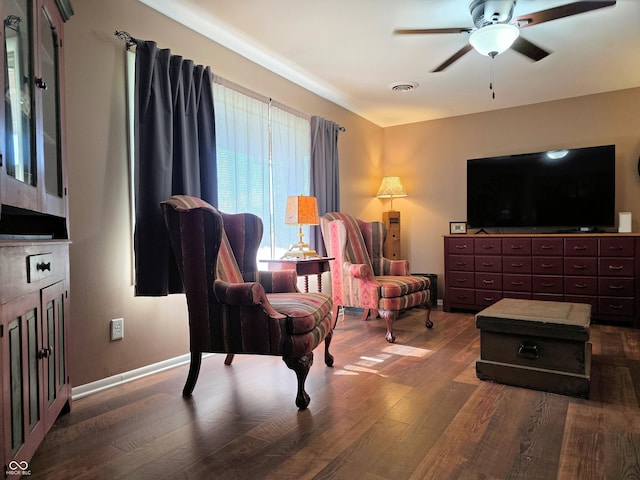 3303 N 850 E, Columbus, IN 47203 - living room featuring wood finished floors and ceiling fan