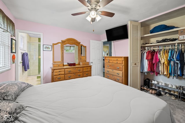 624 Cumberland Ave, West Lafayette, IN 47906 - bedroom featuring a closet, a ceiling fan, and ensuite bathroom