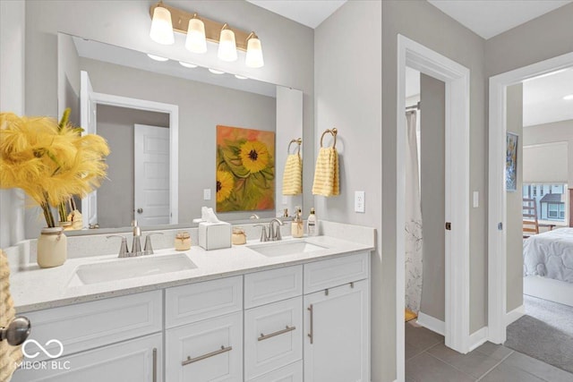 5345 Ridgecrest Ln, Mccordsville, IN 46055 - ensuite bathroom with double vanity and tile patterned flooring