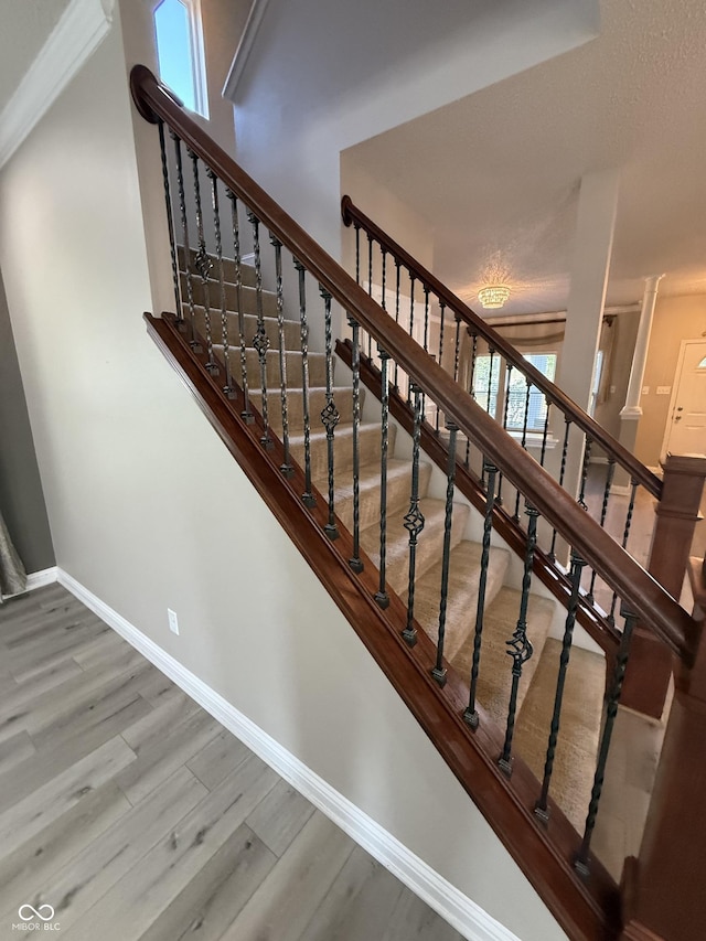 14171 Refreshing Garden Ln, Fishers, IN 46038 - staircase featuring baseboards and wood finished floors