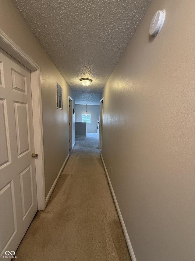 14171 Refreshing Garden Ln, Fishers, IN 46038 - corridor featuring a textured ceiling and light carpet