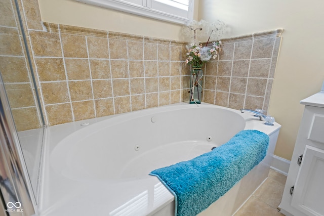1114 Clairborne Ct, Indianapolis, IN 46280 - bathroom with a whirlpool tub and tile patterned flooring