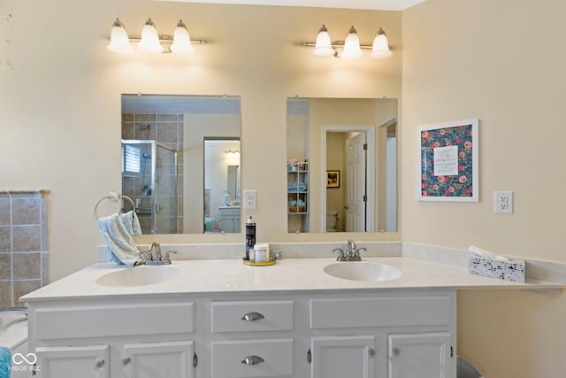 1114 Clairborne Ct, Indianapolis, IN 46280 - full bathroom featuring double vanity and a stall shower