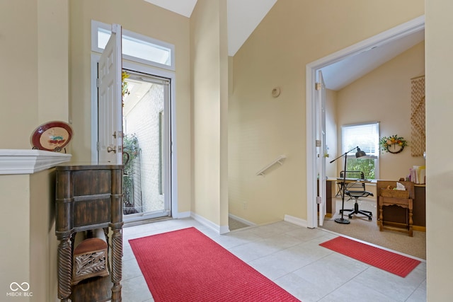 1114 Clairborne Ct, Indianapolis, IN 46280 - entryway featuring vaulted ceiling and tile patterned flooring