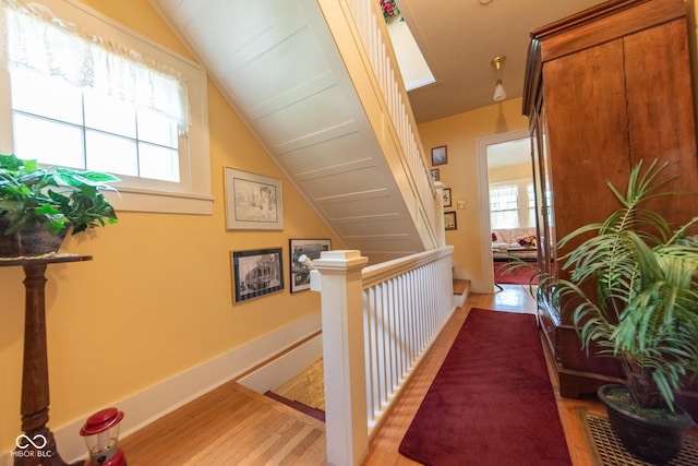 1022 Franklin St, Columbus, IN 47201 - hallway with light wood-type flooring and lofted ceiling