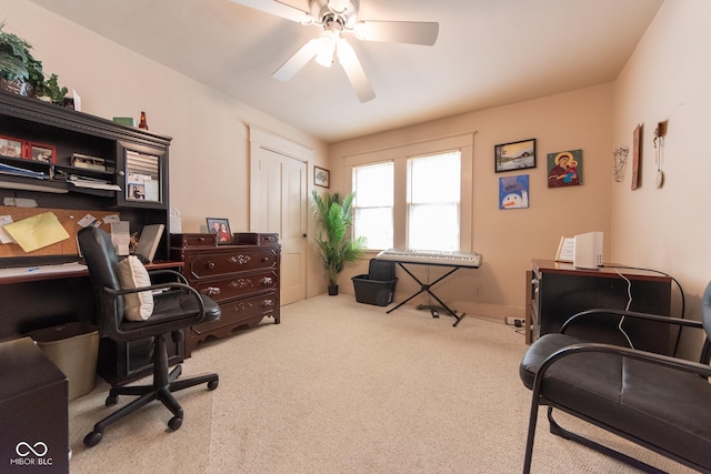 1022 Franklin St, Columbus, IN 47201 - carpeted home office with ceiling fan