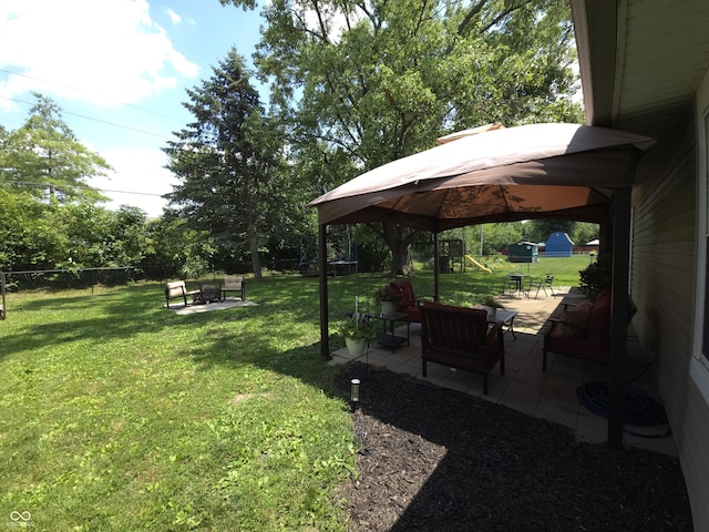 8401 Culpeper Dr, Indianapolis, IN 46227 - view of yard with a playground, a gazebo, a patio area, and an outdoor hangout area