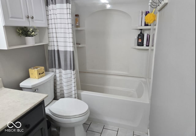 8401 Culpeper Dr, Indianapolis, IN 46227 - bathroom with tile patterned flooring, vanity, and shower / tub combo