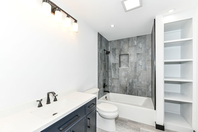5400 E 200 S, Whitestown, IN 46075 - full bathroom with vanity, bathtub / shower combination, wood finished floors, and recessed lighting
