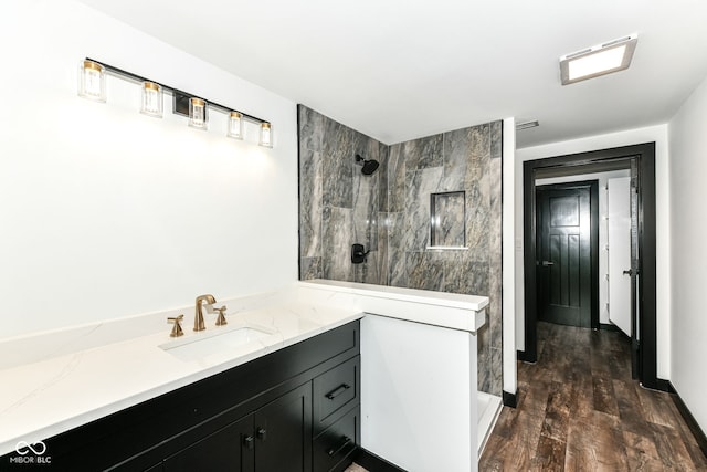 5400 E 200 S, Whitestown, IN 46075 - bathroom with walk in shower, vanity, and wood finished floors