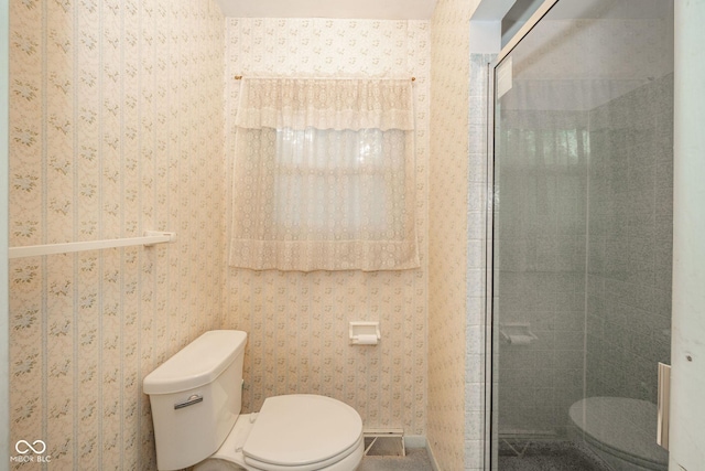 10104 Sycamore Ln, Indianapolis, IN 46239 - bathroom with a stall shower and wallpapered walls