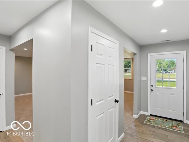 11093 N Pheasant Run, Fairland, IN 46126 - foyer entrance with wood finished floors and recessed lighting
