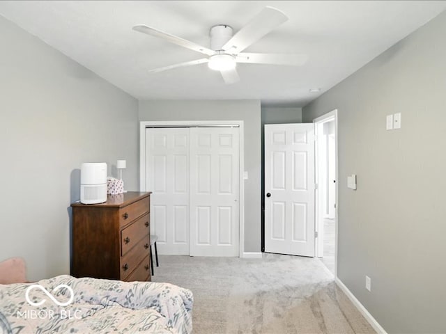 11093 N Pheasant Run, Fairland, IN 46126 - bedroom featuring carpet flooring, a closet, and ceiling fan