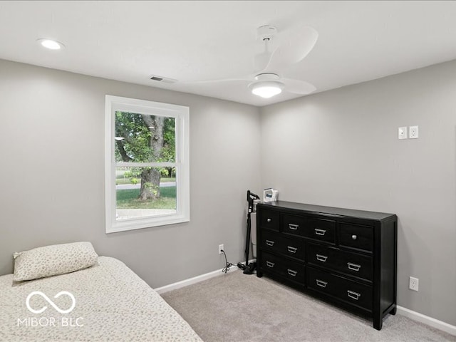 11093 N Pheasant Run, Fairland, IN 46126 - bedroom featuring light carpet and ceiling fan