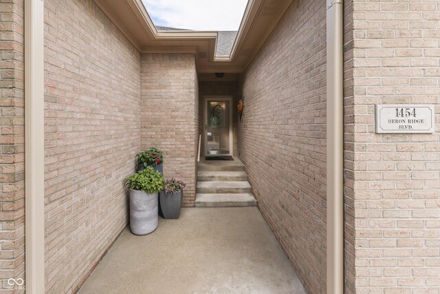 1454 Heron Ridge Blvd, Greenwood, IN 46143 - doorway to property featuring brick siding