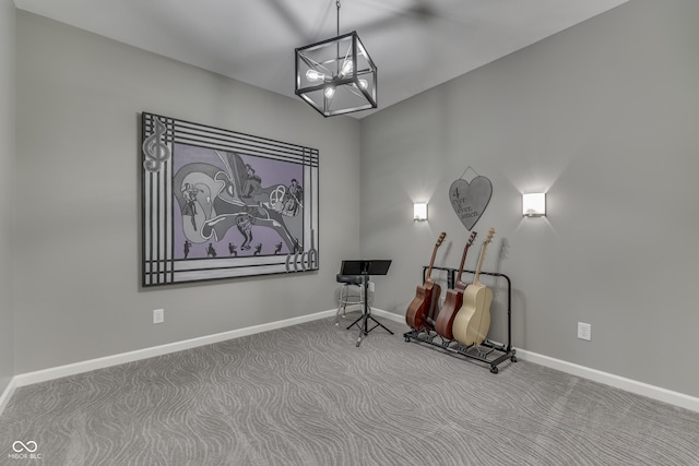 1454 Heron Ridge Blvd, Greenwood, IN 46143 - sitting room with a chandelier and carpet flooring