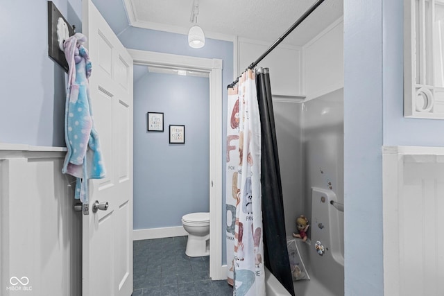 6092 N Jack Morgan Rd, Austin, IN 47102 - full bathroom featuring shower / bath combination with curtain and tile patterned flooring