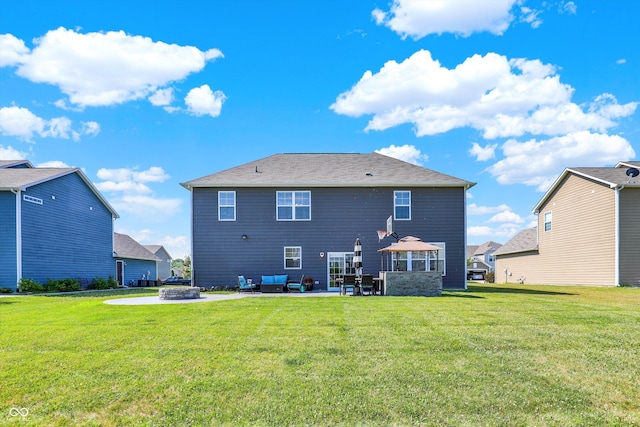 4596 Peabody Way, Westfield, IN 46062 - back of property featuring a patio area, a yard, and a fire pit
