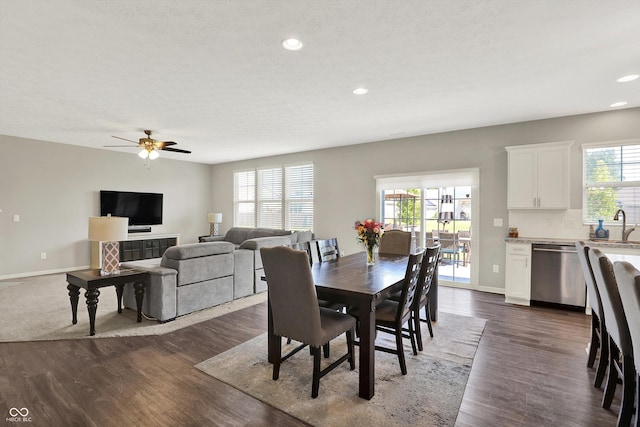 4596 Peabody Way, Westfield, IN 46062 - dining space with ceiling fan, recessed lighting, and dark wood-style flooring