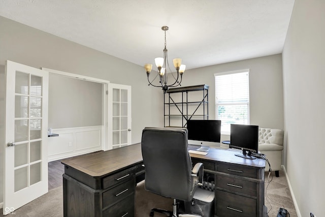 4596 Peabody Way, Westfield, IN 46062 - carpeted office with a chandelier and french doors