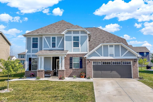 4596 Peabody Way, Westfield, IN 46062 - english style home featuring stucco siding, concrete driveway, a front lawn, and a garage