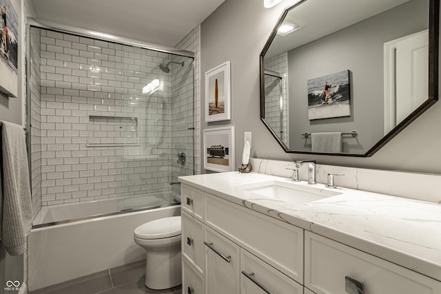 9681 Pleasant View Ln, Zionsville, IN 46077 - full bathroom with vanity, combined bath / shower with glass door, and tile patterned flooring