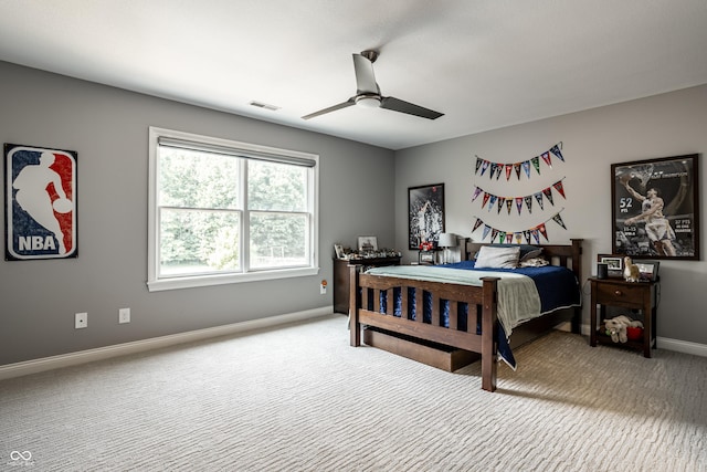 9681 Pleasant View Ln, Zionsville, IN 46077 - bedroom featuring light colored carpet and ceiling fan