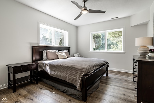 9681 Pleasant View Ln, Zionsville, IN 46077 - bedroom featuring wood finished floors and ceiling fan