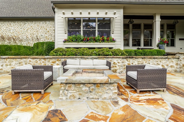 9681 Pleasant View Ln, Zionsville, IN 46077 - view of patio / terrace featuring an outdoor living space with a fire pit