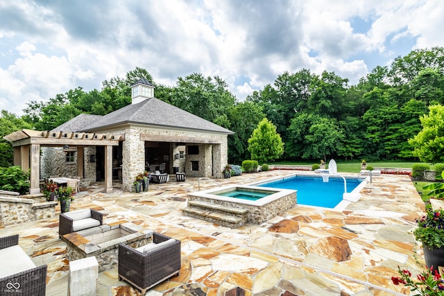 9681 Pleasant View Ln, Zionsville, IN 46077 - swimming pool with a patio, an in-ground hot tub, and a gazebo