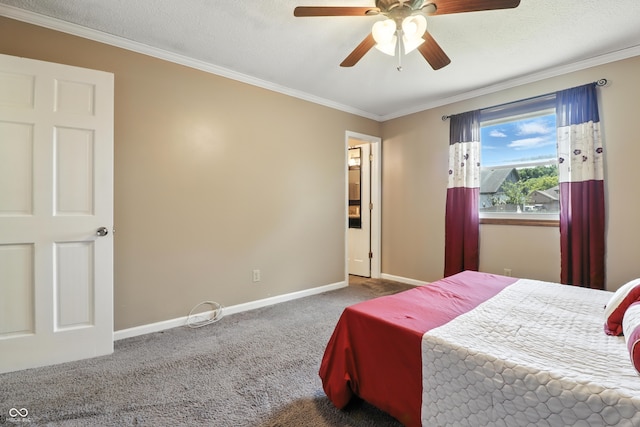 1011 Stevedon Ct, Plainfield, IN 46168 - bedroom with carpet, ornamental molding, and ceiling fan