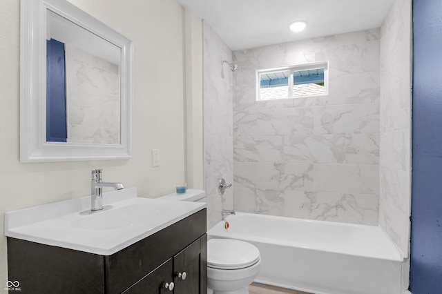 full bath featuring vanity and shower / bath combination