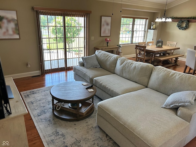 2080 Galway Trl N, Madison, IN 47250 - living area with crown molding and wood finished floors