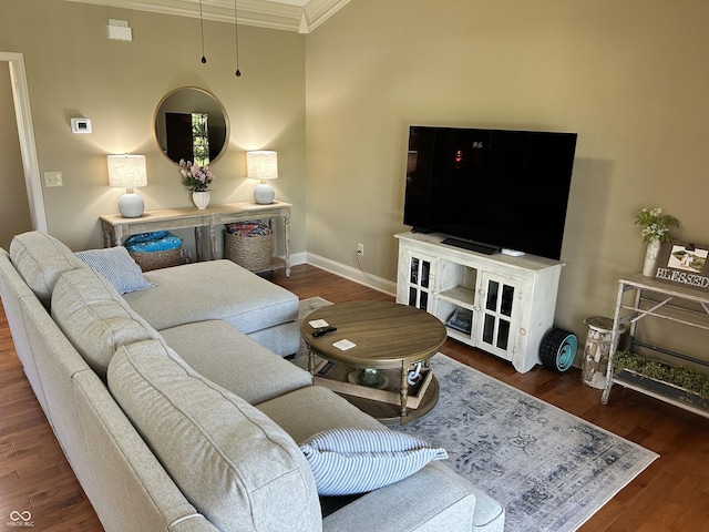 2080 Galway Trl N, Madison, IN 47250 - living room with ornamental molding and wood finished floors