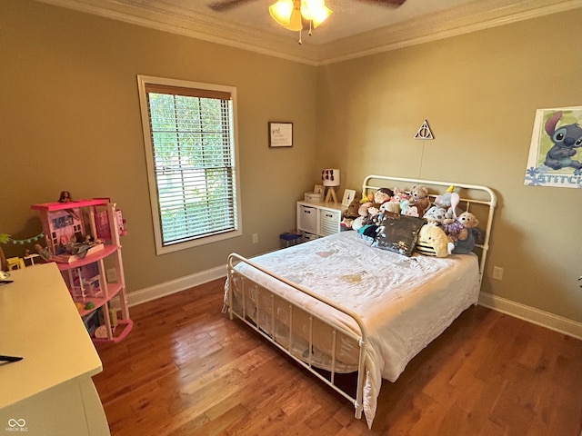 2080 Galway Trl N, Madison, IN 47250 - bedroom featuring crown molding, wood finished floors, and a ceiling fan