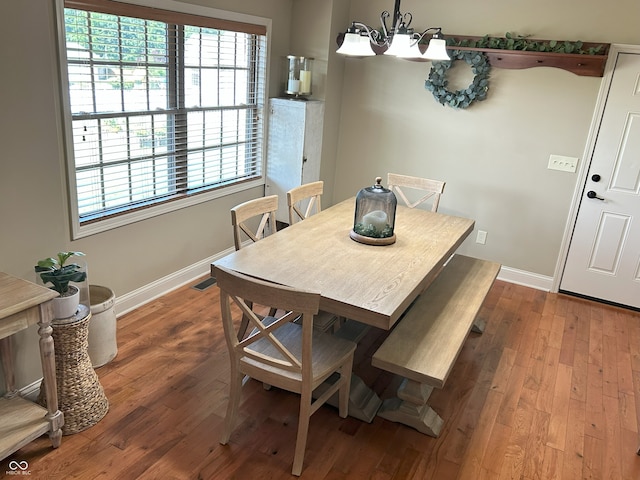 2080 Galway Trl N, Madison, IN 47250 - dining space with a chandelier and wood finished floors