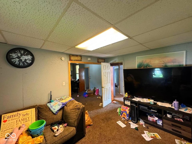 1510 E Locust St, Petersburg, IN 47567 - living room featuring a drop ceiling and carpet floors