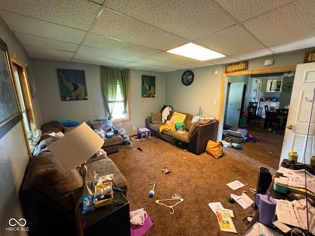 1510 E Locust St, Petersburg, IN 47567 - living room featuring a drop ceiling and carpet flooring